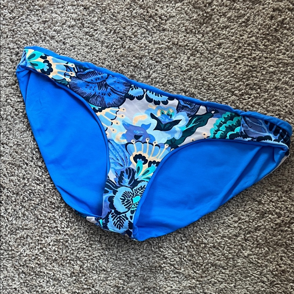 Maaji Blue Floral Reversible Bikini Bottom Size M